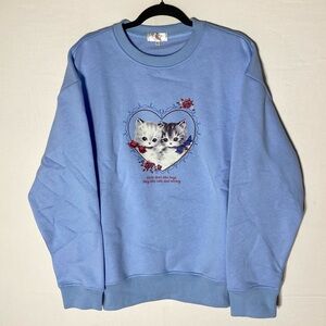 Tal Clothing Blue “Girls Don’t Like Boys They Like Cats And Money” Sweatshirt XL